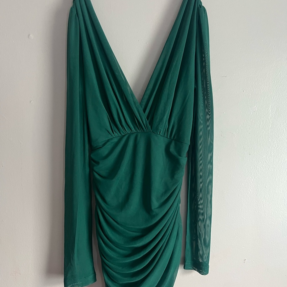 Fashion Nova Teal Long Sleeve Dress - Picture 2 of 4